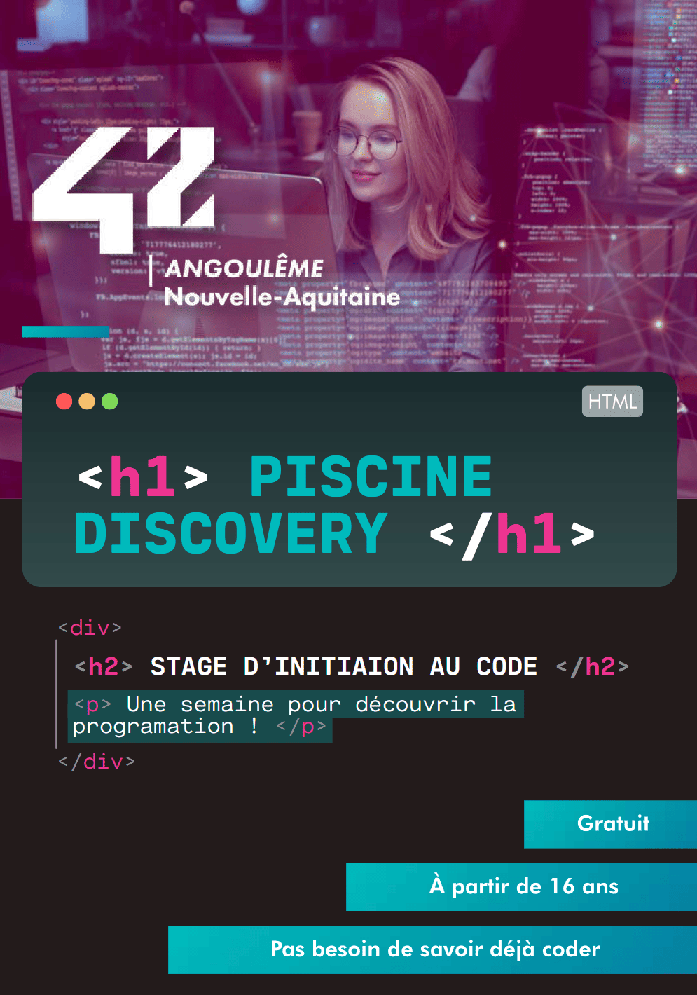 Illustration pour l'evenement piscine discovery | 42 Angoulême.